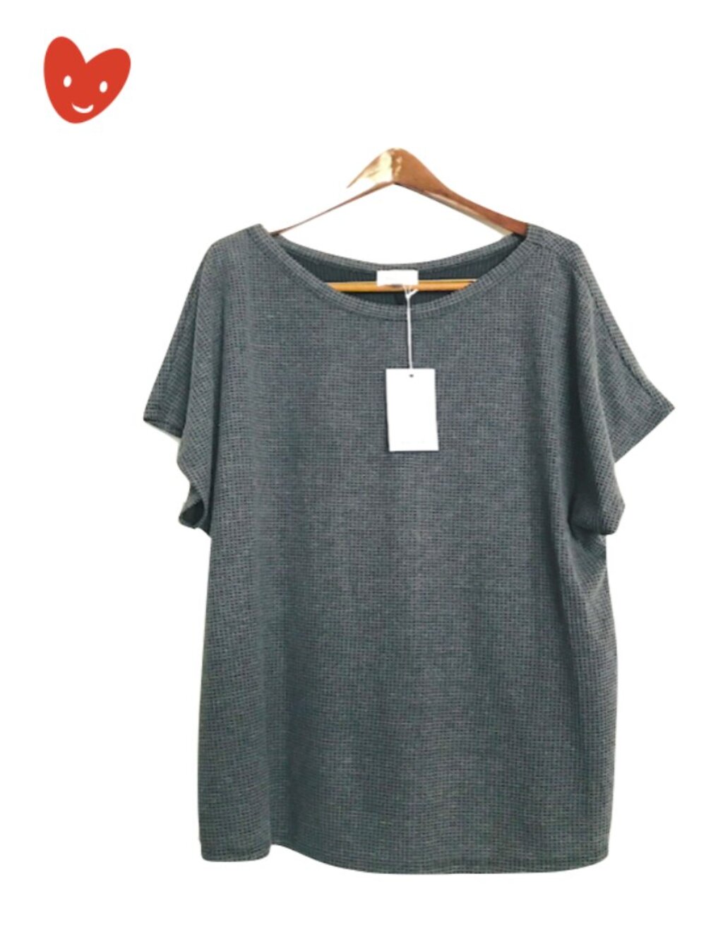 2/$29 Andree By Unit short sleeve tee 1X waffle grey top